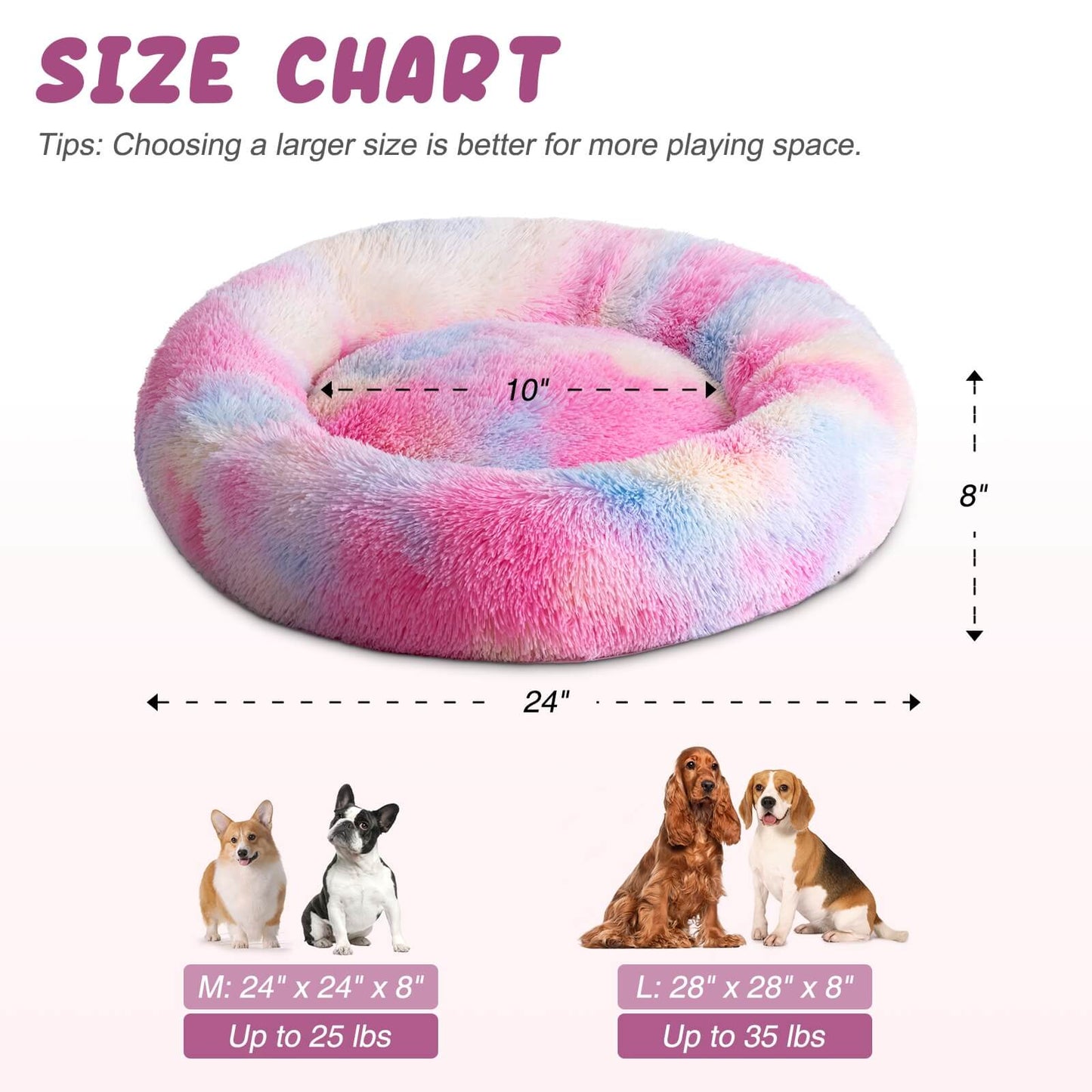 Washable Anti Anxiety Dog Bed Round Calming Dog Bed