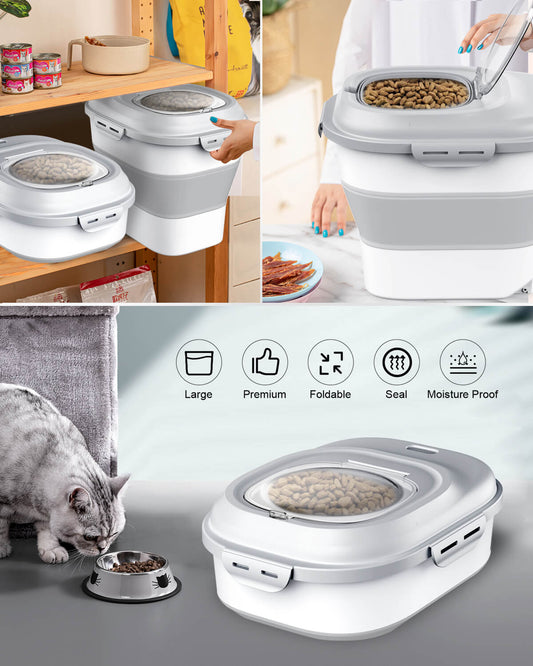 Collapsible Dog Food Storage Container 30 lb with Transparent Lid