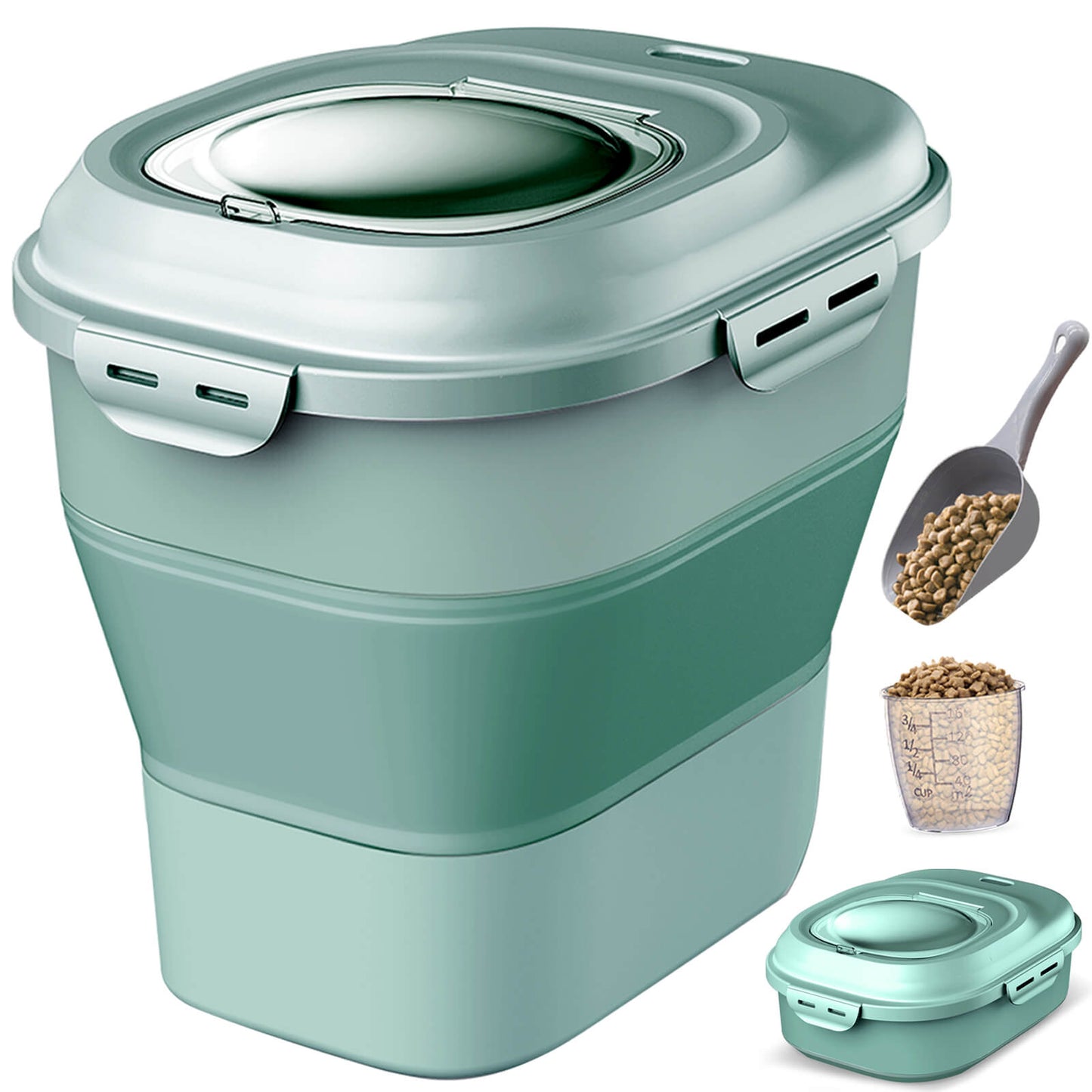 Collapsible Dog Food Storage Container 30 lb with Transparent Lid