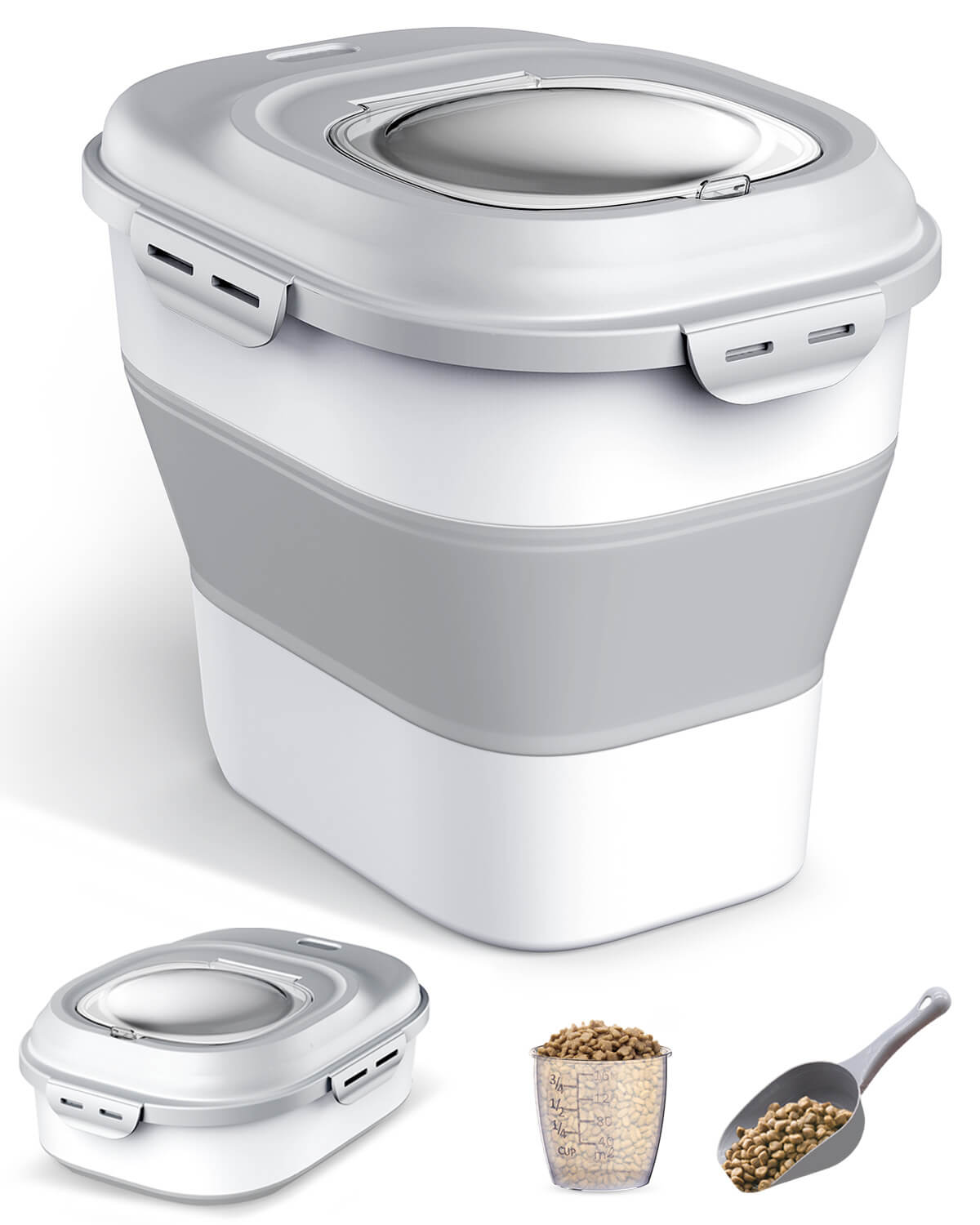 Collapsible Dog Food Storage Container 30 lb with Transparent Lid