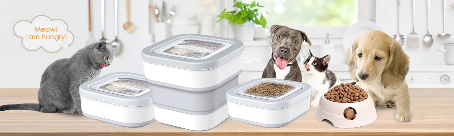 Collapsible Dog Food Storage Container 30 lb with Transparent Lid – Somkaco