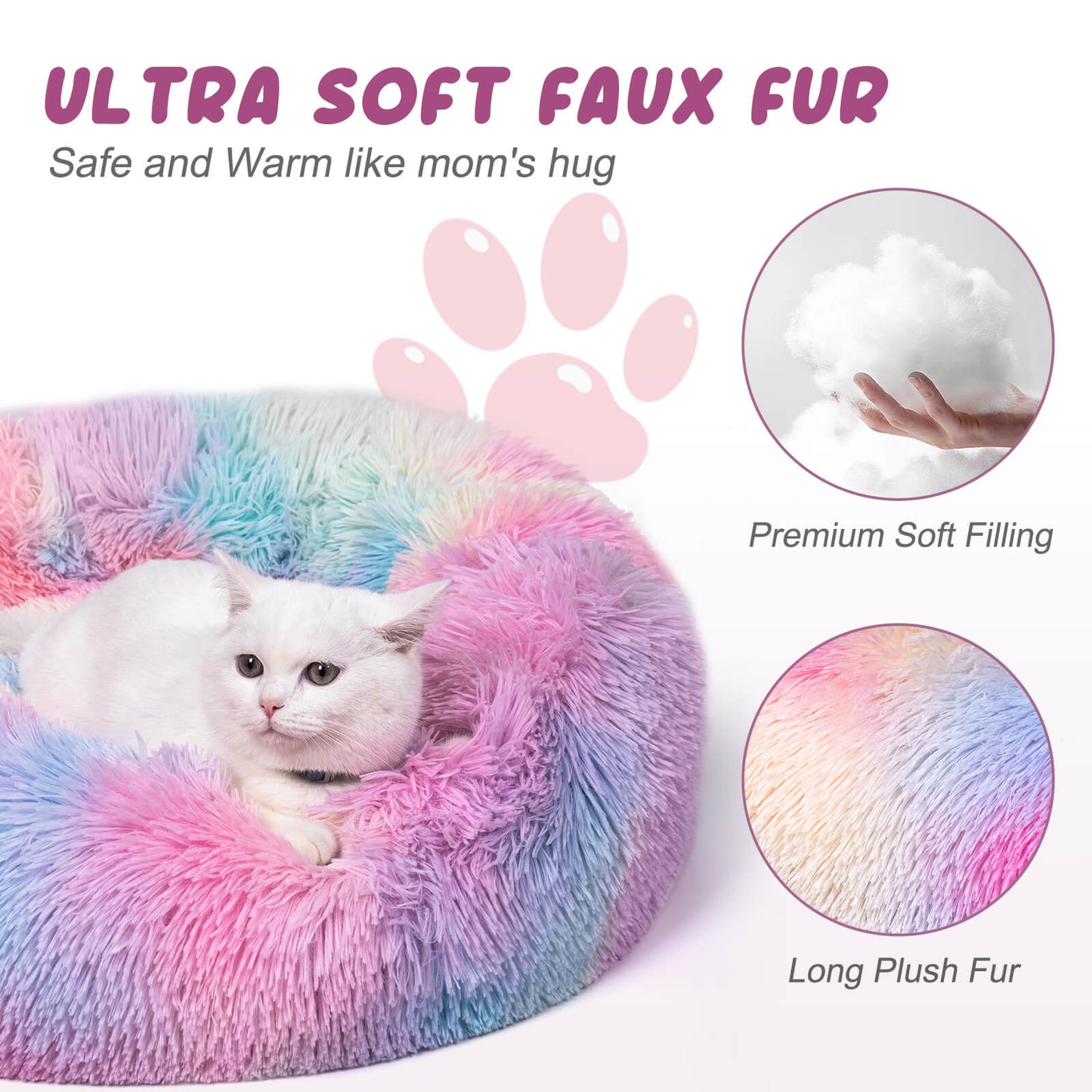 Washable Anti Anxiety Dog Bed Round Calming Dog Bed