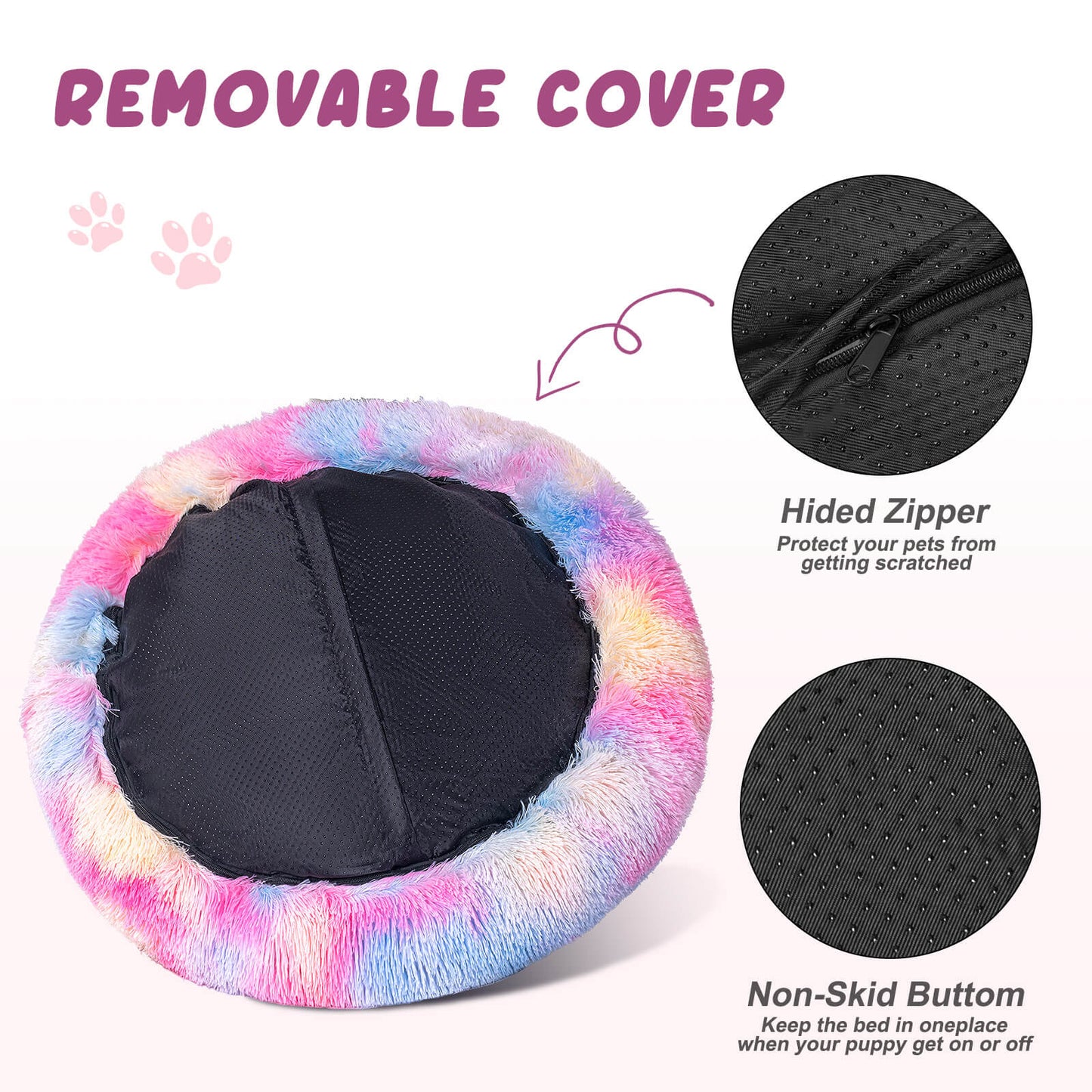 Washable Anti Anxiety Dog Bed Round Calming Dog Bed