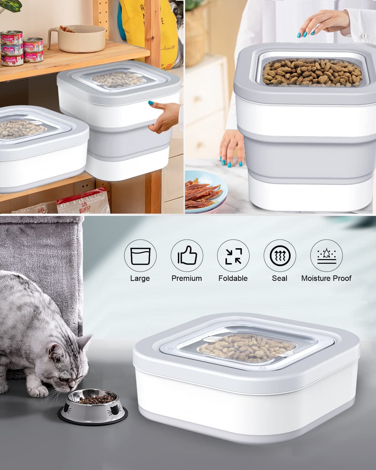 Rice bucket Insect proof Moisture-proof Foldable Rice box Food Grade Kitchen  Flour Storage box Cat food bucket sealed 