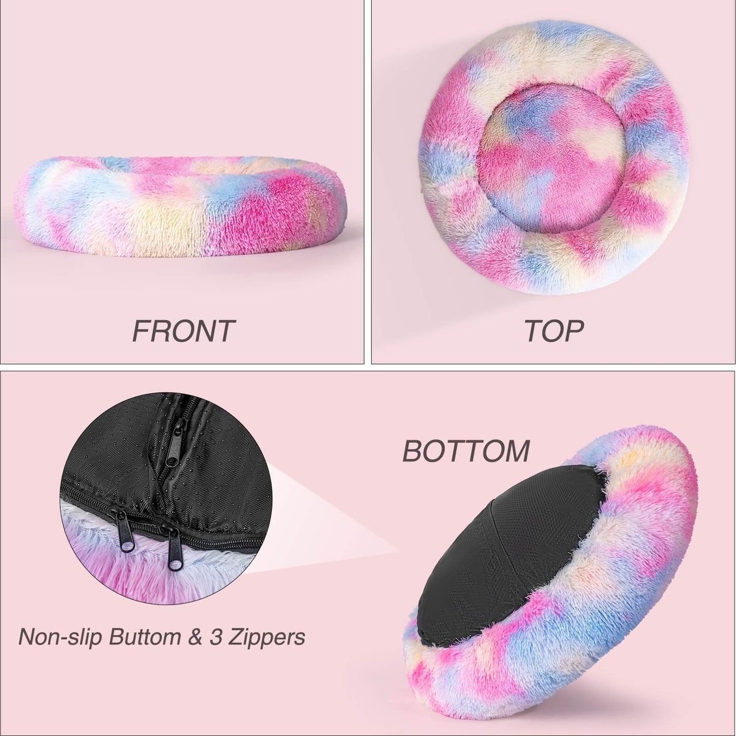 Washable Anti Anxiety Dog Bed Round Calming Dog Bed