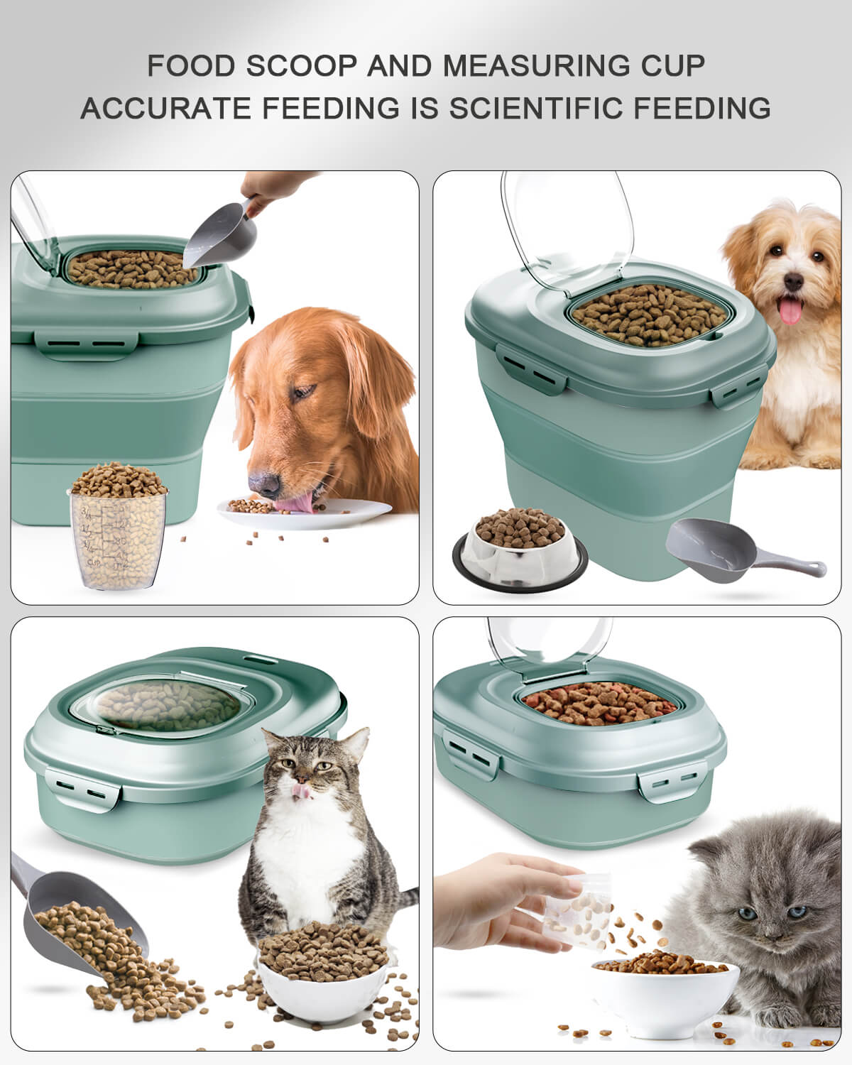 Collapsible Dog Food Storage Container 30 lb with Transparent Lid Somkaco